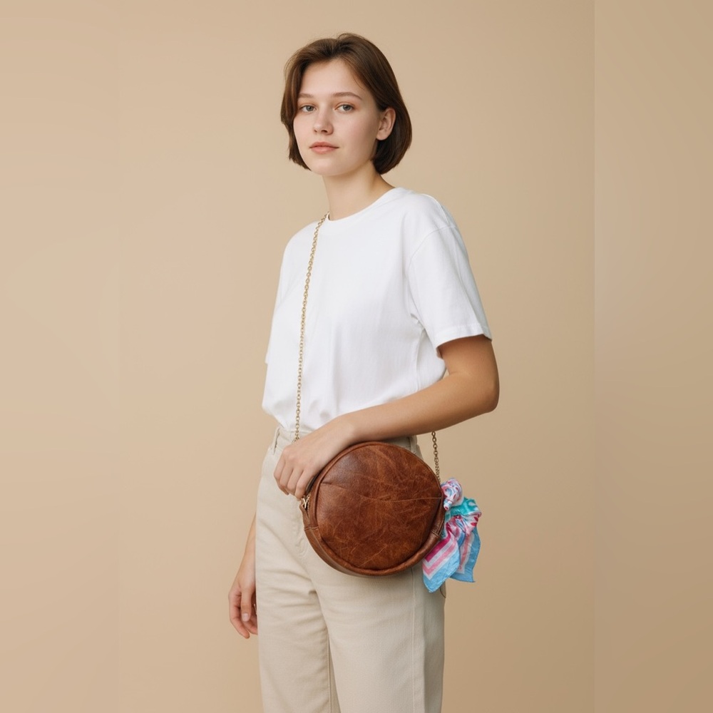 Brown Crossbody Bag with Chain Strap